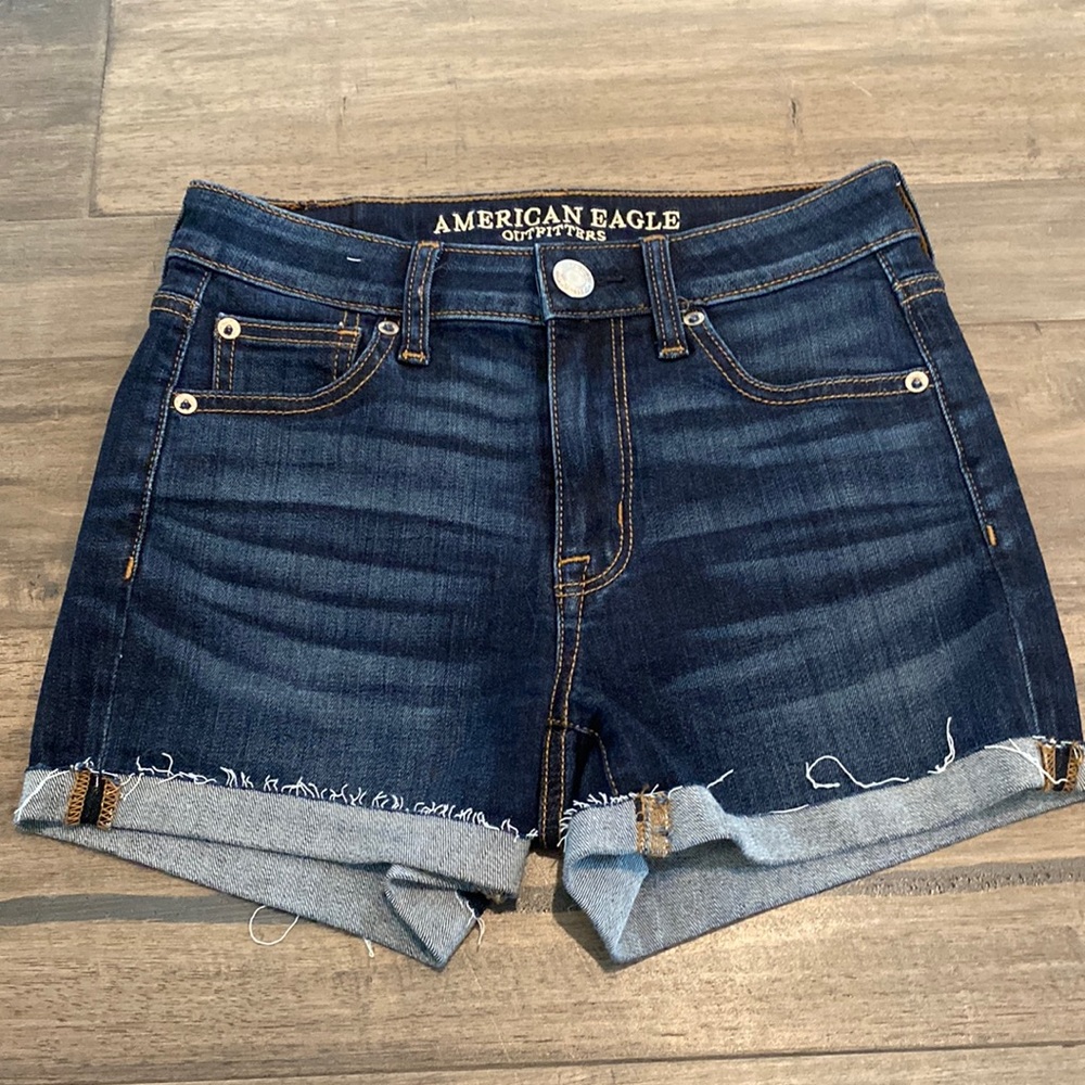 American Eagle Super Stretch Hi-Rise Shortie Shorts Womens Size 0‎ NWOT